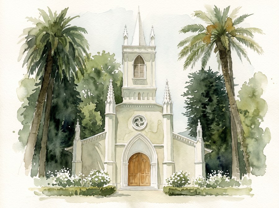 Ilustración en acuarela de la Parroquia San José de Pintué